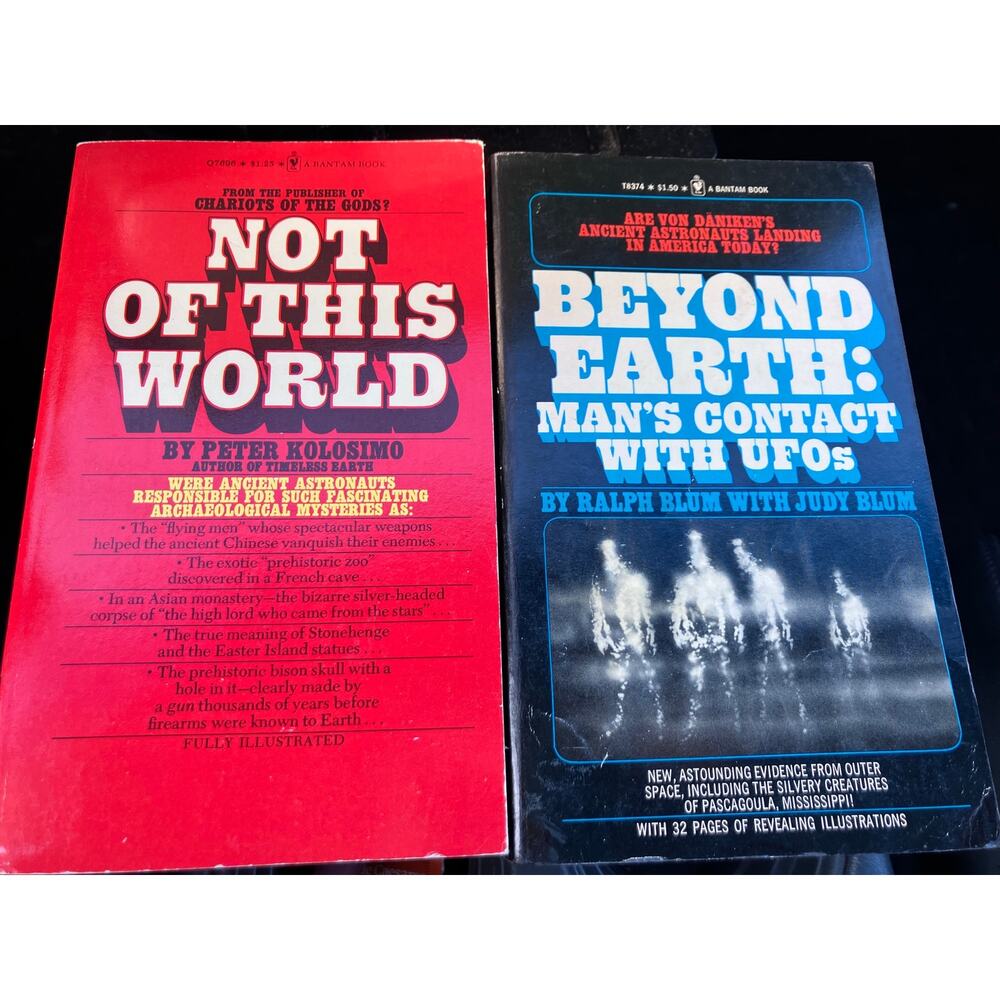 UFO Vintage BOOK Lot of‎ (2), Not of this World, Beyond Earth, Paperback 1970s